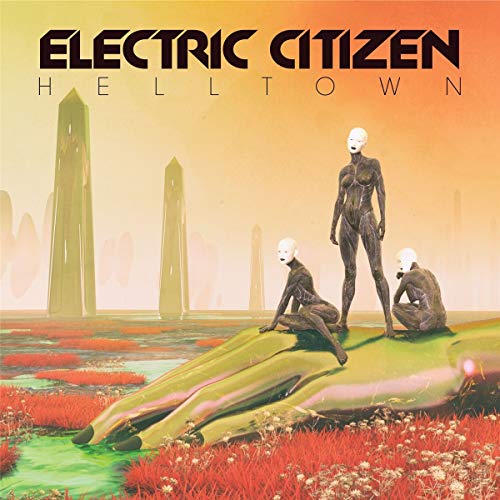 CD cover for Electric Citizen’s “Helltown” featuring figures in a landscape.