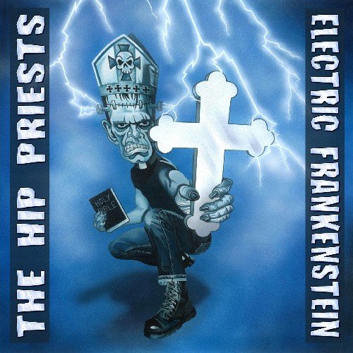 CD cover featuring Frankenstein and a religious figure with lightning.
