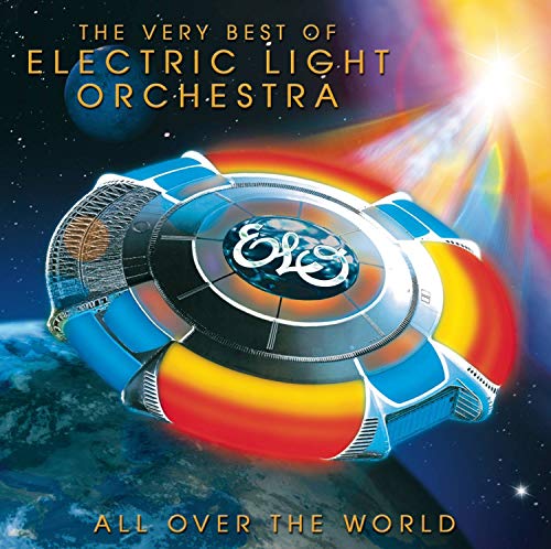 Electric Light Orchestra CD cover featuring a spaceship flying above Earth in space.