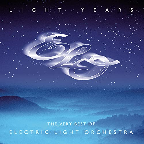 Album cover featuring the ELO logo over a starry night sky and misty hills.