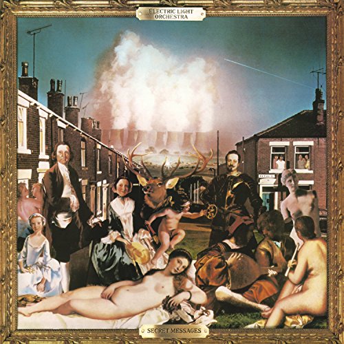 Electric Light Orchestra’s “Secret Messages” album cover: surreal, painted cityscape.