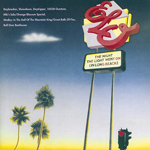 Electric Light Orchestra album cover: a roadside sign with palm trees.