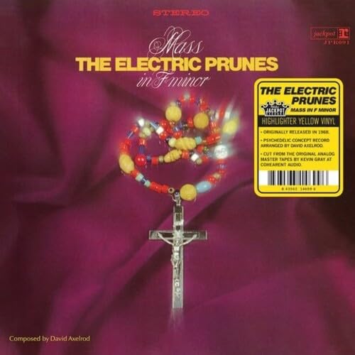 Vinyl record cover: "Electric Prunes - Mass in F Minor" with a cross.