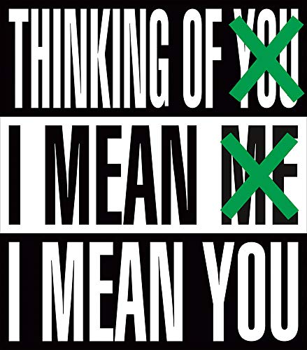 Black and white graphic text with red and green crossed-out words.