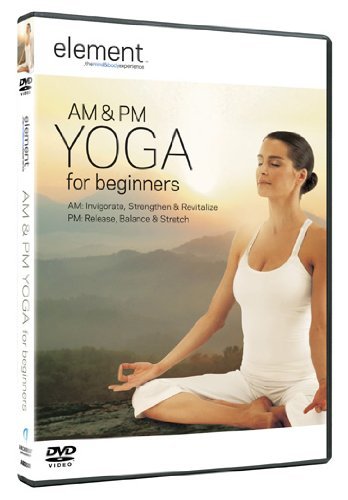 DVD case for Element AM & PM Yoga for beginners featuring a meditating woman.