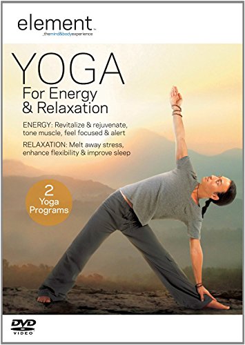DVD cover featuring a woman in a yoga triangle pose against a mountain backdrop.