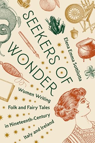 Book cover with illustrated folklore motifs and a woman’s profile.