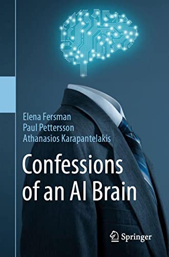 Book cover: “Confessions of an AI Brain” with a digital brain image.