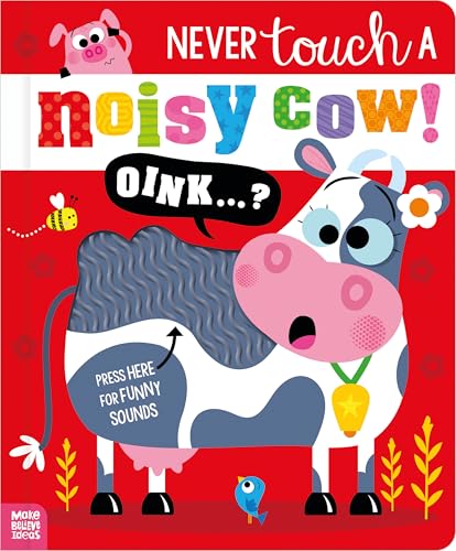 Bright children’s book cover featuring a cartoon cow and a pink pig.