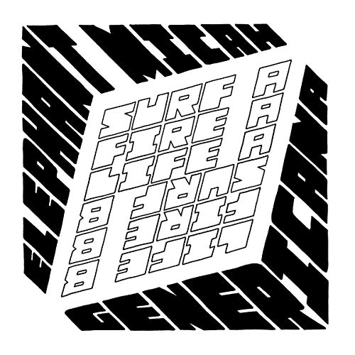 Black and white album cover with distorted text reading "Elephant Micah - Genericana".