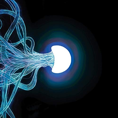 Abstract blue and white swirls on a dark background, CD cover art.