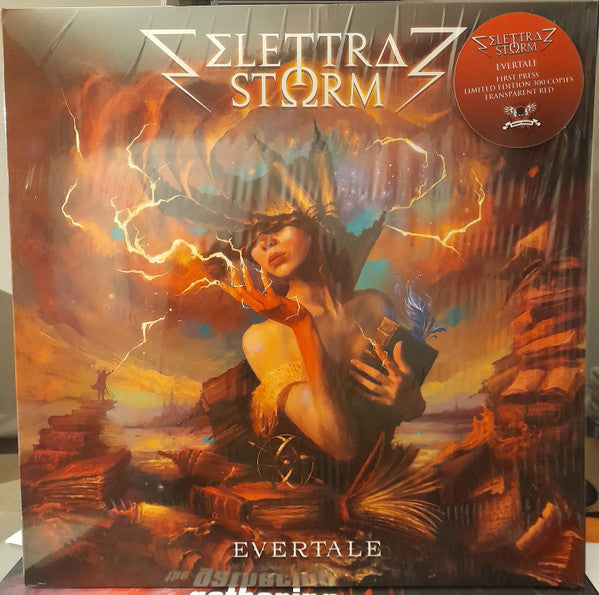 Elettra Storm "Evertale" vinyl record cover with fantasy art and red sticker.