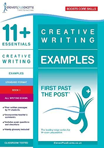 Front cover of 11+ Essentials Creative Writing Examples Book 1 in teal and white.