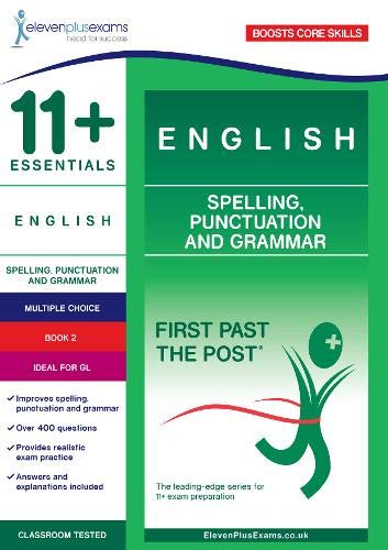 Green and red book cover for “11+ Essentials English: Spelling, Punctuation and Grammar.”