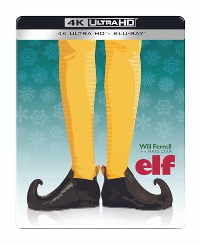 Elf" Blu-ray case featuring Buddy’s legs in yellow tights and curled shoes.