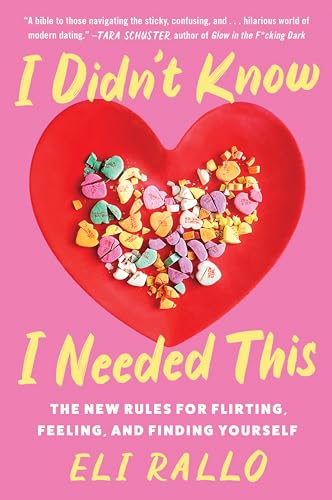 Book cover with a red heart shape filled with colorful candy pieces.