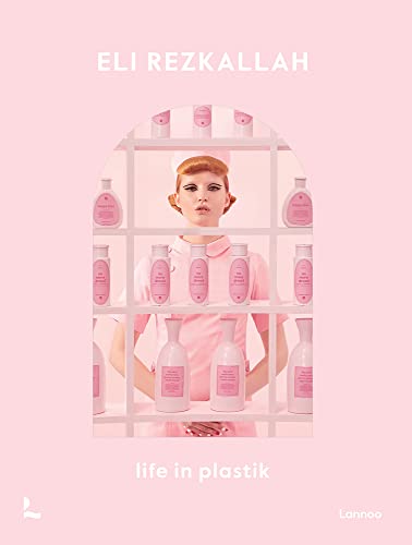 Pink book cover with a woman surrounded by plastic bottles.