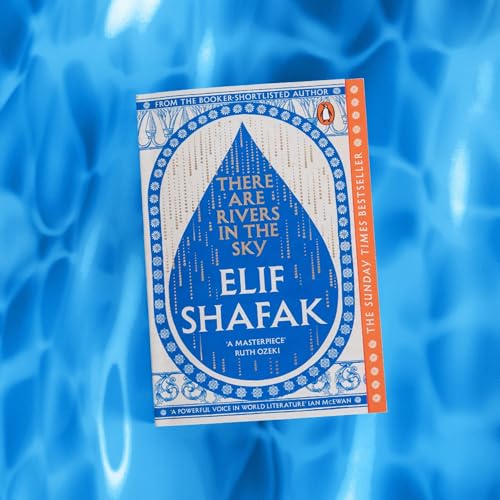 Book cover: “There Are Rivers in the Sky” by Elif Shafak, blue design.
