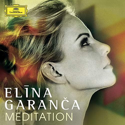 CD cover featuring Elina Garanca in grayscale, eyes closed, with colorful blur.