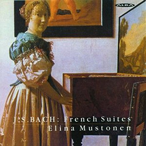 "CD cover featuring a painting of a woman standing beside a harpsichord."