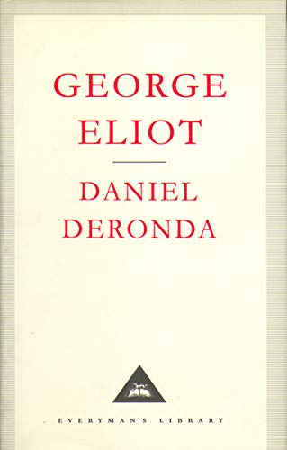 Book cover of Daniel Deronda by George Eliot with red text on cream background.