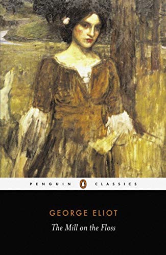 Book cover: painting of a woman in a brown dress, "The Mill on the Floss.