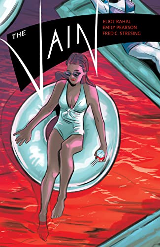 Comic book cover: woman in a swimsuit floats on an inner tube.