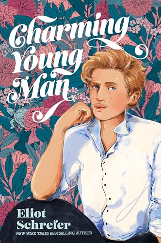 Book cover featuring an illustrated young man with floral background.