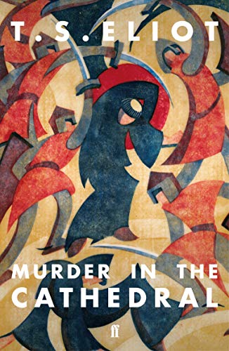 Book cover for “Murder in the Cathedral” featuring abstract bird imagery.