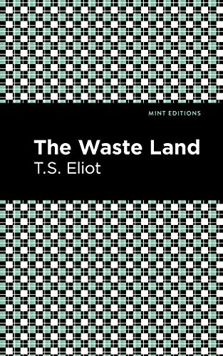 Book cover for The Waste Land by T.S. Eliot with a black and white grid.