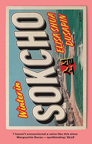 Book cover for Winter in Sokcho featuring large text over a coastal landscape image.