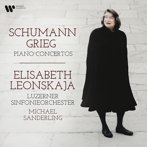 Album cover featuring pianist Elisabeth Leonskaja in a black coat.