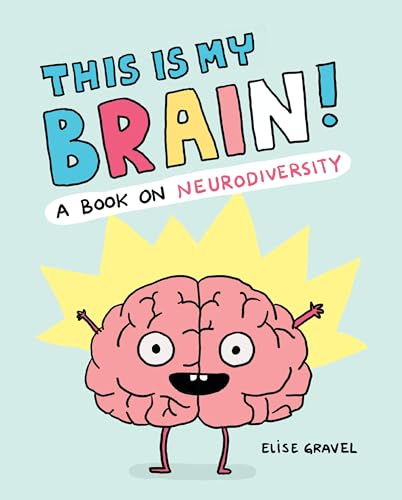 A cartoon brain with a face and legs on a light blue background.