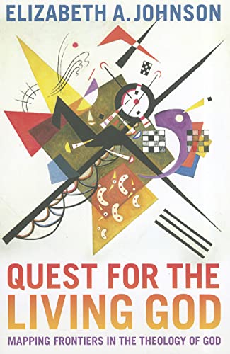 Book cover: abstract art with red text, "Quest for the Living God.
