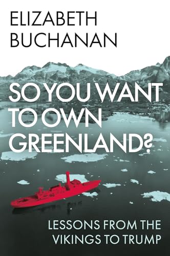 Book cover with a red ship in icy waters and mountains in the background.