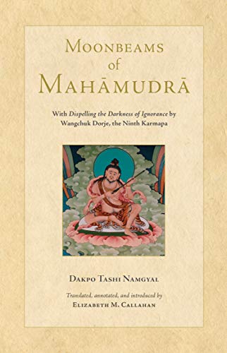 Book cover: "Moonbeams of Mahamudra" with a central deity illustration.