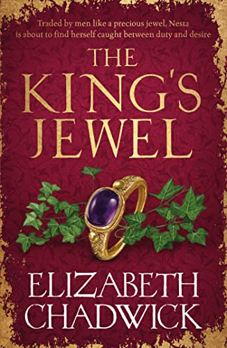 Book cover: “The King’s Jewel” by Elizabeth Chadwick, with a jewel and vines.