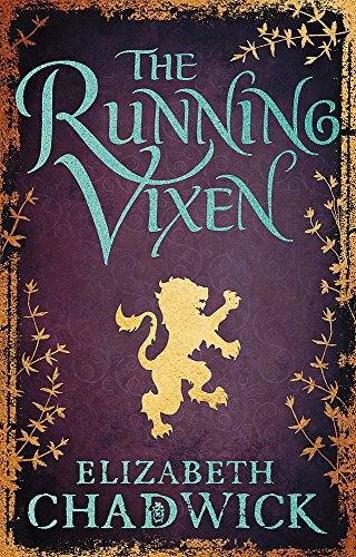 Book cover: "The Running Vixen" with a golden lion emblem on purple.