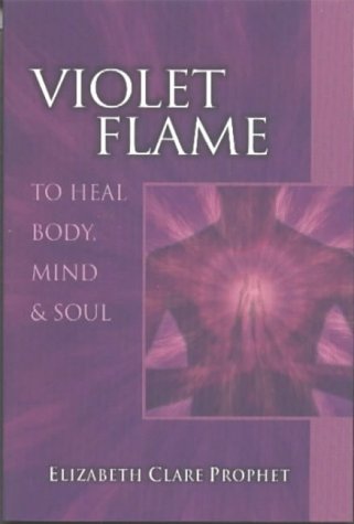 Purple book cover with white text reading "Violet Flame" and abstract flame image.