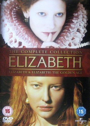 DVD cover for "Elizabeth" films featuring Cate Blanchett as Queen Elizabeth I.