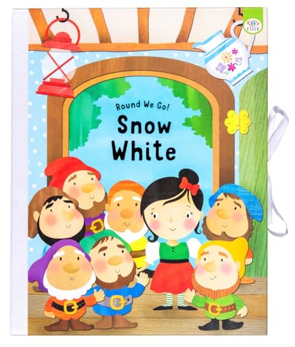 Children’s book cover depicting Snow White and seven dwarves smiling.