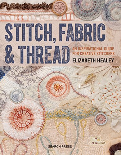 Book cover featuring intricate embroidery, fabric textures, and circular stitched designs on a neutral background.