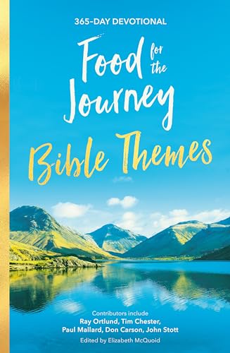 Book cover: “Food for the Journey” devotional with mountain landscape.