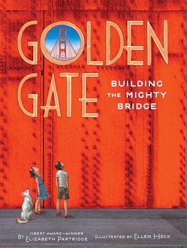 Book cover: children and a dog view Golden Gate Bridge illustration.