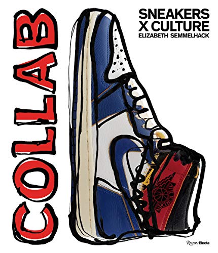 Book cover featuring an illustrated blue and white sneaker with red details.