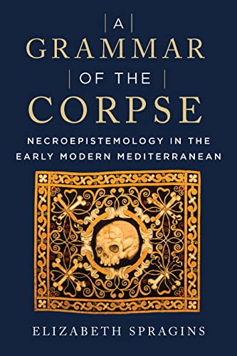 Book cover: dark blue with gold text and a skull in an ornate frame.