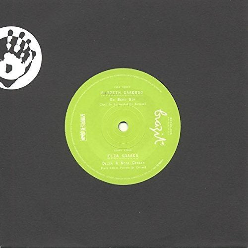 Lime green vinyl record label with black text and a white handprint.