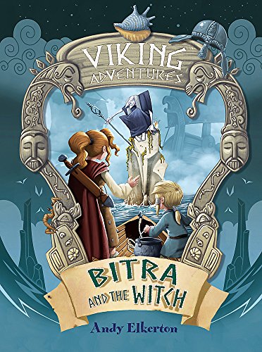 Book cover: two children in a boat facing a witch by a pier.