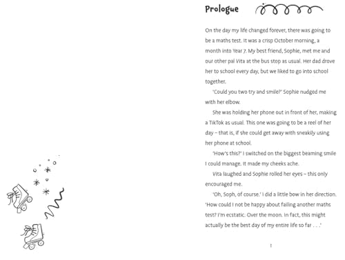 Book page with text and a small doodle of a person in a wheelchair.