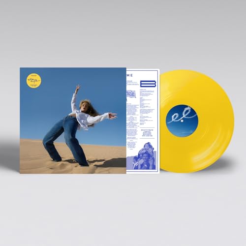 Ella Eyre Everything In Time vinyl record, sleeve, and lyric sheet on grey background.